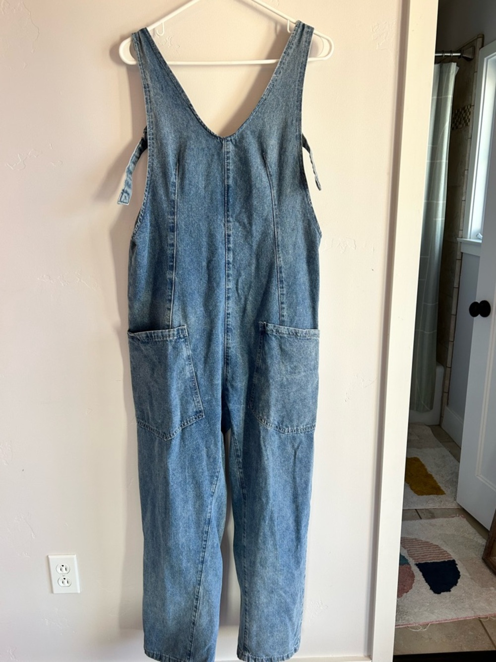 Light Wash Denim Overalls - Blue